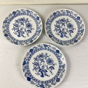 Blue and White Porcelain Dinnerware Set with Floral Motifs Czechoslovakia 3 Plat